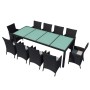 Set comedor de jardín 11 piezas y cojines ratán sintético negro en Conjuntos de jardín | Comprar online en Foru.es