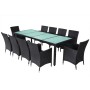 Set comedor de jardín 11 piezas y cojines ratán sintético negro en Conjuntos de jardín | Comprar online en Foru.es