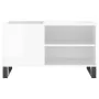 Mueble de discos madera de ingeniería blanco brillo 85x38x48 cm de vidaXL, Almacenamiento para CD y DVD - Ref: Foro24-831710,...