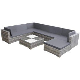 Set de muebles de jardín 8 pzas y cojines ratán sintético gris en Conjuntos de jardín | Comprar online en Foru.es