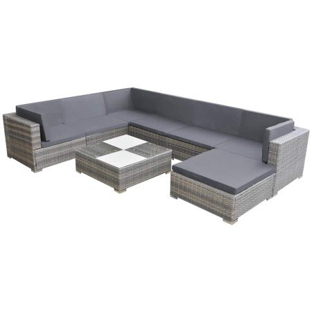 Set de muebles de jardín 8 pzas y cojines ratán sintético gris en Conjuntos de jardín | Comprar online en Foru.es