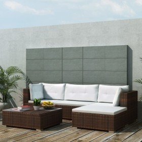 Set muebles de jardín 5 piezas y cojines ratán sintético marrón en Conjuntos de jardín | Comprar online en Foru.es
