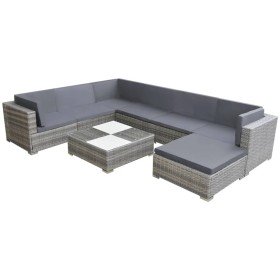 Set de muebles de jardín 8 pzas y cojines ratán sintético gris en Conjuntos de jardín | Comprar online en Foru.es