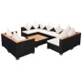 Set de muebles de jardín 9 pzas y cojines ratán sintético negro en Conjuntos de jardín | Comprar online en Foru.es