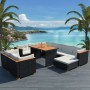 Set muebles de jardín 10 piezas y cojines ratán sintético negro en Conjuntos de jardín | Comprar online en Foru.es