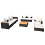 Set muebles de jardín 8 piezas y cojines ratán sintético negro en Conjuntos de jardín | Comprar online en Foru.es