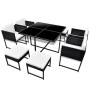 Set comedor de jardín 9 piezas y cojines ratán sintético negro en Conjuntos de jardín | Comprar online en Foru.es