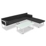 Set de muebles de jardín 4 piezas y cojines aluminio negro en Conjuntos de jardín | Comprar online en Foru.es