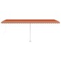 Toldo manual retráctil con luz LED naranja y marrón 600x300 cm en Toldos | Comprar online en Foru.es
