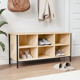 Mueble zapatero madera contrachapada roble Sonoma 100x35x50 cm de vidaXL, Zapateros y organizadores de calzado - Ref: Foro24-...