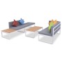 Set de muebles de jardín 4 piezas y cojines aluminio y WPC en Conjuntos de jardín | Comprar online en Foru.es