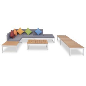 Set de muebles de jardín 5 piezas y cojines aluminio y WPC en Conjuntos de jardín | Comprar online en Foru.es