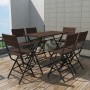 Set comedor de jardín plegable 7 pzas poli ratán y acero marrón en Conjuntos de jardín | Comprar online en Foru.es
