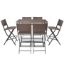 Set comedor de jardín plegable 7 pzas poli ratán y acero marrón en Conjuntos de jardín | Comprar online en Foru.es