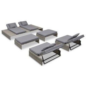 Set de muebles de jardín 5 pzas y cojines ratán sintético gris en Conjuntos de jardín | Comprar online en Foru.es