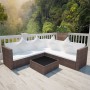 Set muebles de jardín y cojines 4 piezas ratán sintético marrón en Conjuntos de jardín | Comprar online en Foru.es