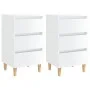 Mesita de noche patas madera 2 uds blanco brillo 40x35x69 cm de vidaXL, Mesitas de noche - Ref: Foro24-805900, Precio: 107,48...