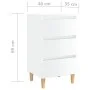 Mesita de noche patas madera 2 uds blanco brillo 40x35x69 cm de vidaXL, Mesitas de noche - Ref: Foro24-805900, Precio: 107,48...