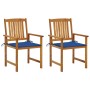 Sillas de jardín con cojines 2 unidades madera maciza de acacia de vidaXL, Sillas de jardín - Ref: Foro24-3061187, Precio: 15...