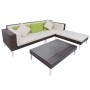 Set muebles de jardín 4 piezas y cojines ratán sintético marrón en Conjuntos de jardín | Comprar online en Foru.es