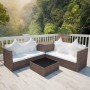 Set muebles de jardín 4 piezas y cojines ratán sintético marrón en Conjuntos de jardín | Comprar online en Foru.es