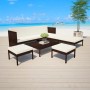 Set muebles de jardín 6 piezas y cojines ratán sintético marrón en Conjuntos de jardín | Comprar online en Foru.es