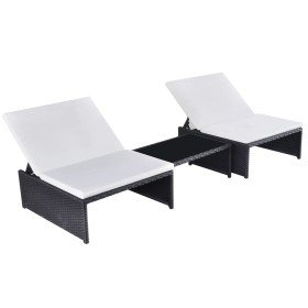 Sillas de jardín reclinables con mesa 2 uds ratán PE negro en Tumbonas | Comprar online en Foru.es