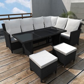 Set de muebles de jardín 4 pzas y cojines ratán sintético negro en Conjuntos de jardín | Comprar online en Foru.es