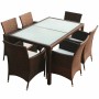 Set comedor de jardín 7 piezas y cojines ratán sintético marrón en Conjuntos de jardín | Comprar online en Foru.es