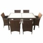 Set comedor de jardín 7 piezas y cojines ratán sintético marrón en Conjuntos de jardín | Comprar online en Foru.es