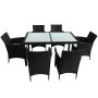 Set comedor de jardín 7 piezas y cojines ratán sintético negro en Conjuntos de jardín | Comprar online en Foru.es