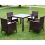 Set comedor de jardín 5 piezas y cojines ratán sintético marrón en Conjuntos de jardín | Comprar online en Foru.es