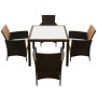 Set comedor de jardín 5 piezas y cojines ratán sintético marrón en Conjuntos de jardín | Comprar online en Foru.es