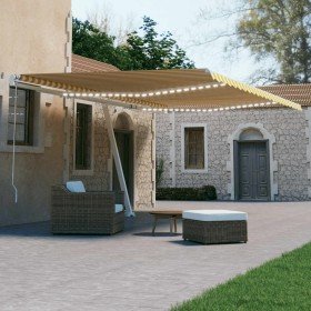 Toldo automático LED sensor de viento amarillo blanco 600x300cm en Toldos | Comprar online en Foru.es