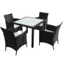 Set comedor de jardín 5 piezas y cojines ratán sintético negro en Conjuntos de jardín | Comprar online en Foru.es