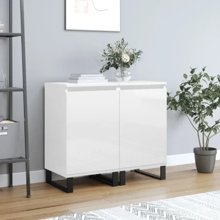 Aparadores 2 uds madera de ingeniería blanco brillo 40x35x70 cm de vidaXL, Aparadores - Ref: Foro24-831073, Precio: 76,56 €, ...