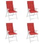 Cojín silla de jardín respaldo alto 4 uds tela rojo 120x50x3 cm en Decoración | Comprar online en Foru.es