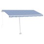 Toldo de pie manual retráctil azul y blanco 400x350 cm en Toldos | Comprar online en Foru.es
