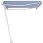 Toldo de pie manual retráctil azul y blanco 400x350 cm en Toldos | Comprar online en Foru.es