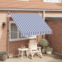 Toldo manual retráctil azul y blanco a rayas 250 cm en Toldos | Comprar online en Foru.es