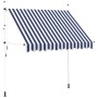 Toldo manual retráctil azul y blanco a rayas 250 cm en Toldos | Comprar online en Foru.es