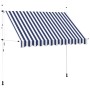 Toldo manual retráctil azul y blanco a rayas 300 cm en Toldos | Comprar online en Foru.es