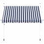 Toldo manual retráctil azul y blanco a rayas 300 cm en Toldos | Comprar online en Foru.es