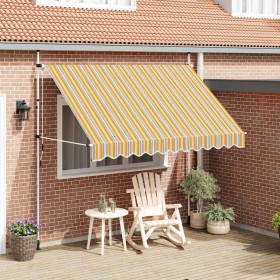 Toldo manual retráctil 300 cm amarillo y azul a rayas en Toldos | Comprar online en Foru.es