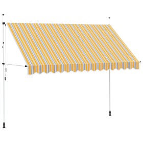 Toldo manual retráctil 350 cm amarillo y azul a rayas en Toldos | Comprar online en Foru.es