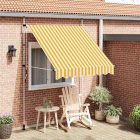 Toldo manual retráctil 200 cm naranja y blanco a rayas en Toldos | Comprar online en Foru.es