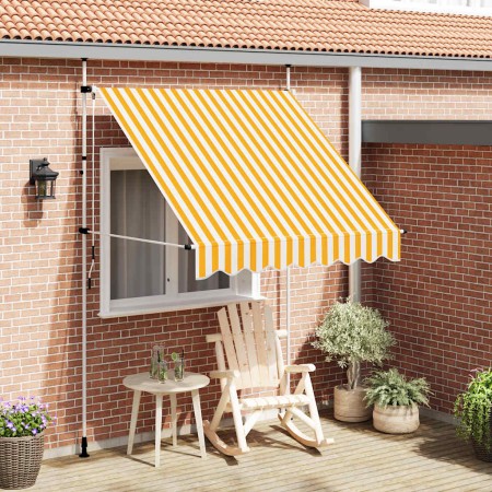 Toldo manual retráctil 200 cm naranja y blanco a rayas en Toldos | Comprar online en Foru.es