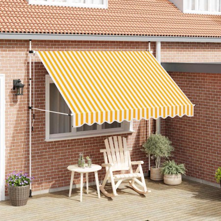Toldo manual retráctil 300 cm naranja y blanco a rayas en Toldos | Comprar online en Foru.es