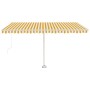 Toldo de pie manual retráctil amarillo y blanco 400x350 cm en Toldos | Comprar online en Foru.es