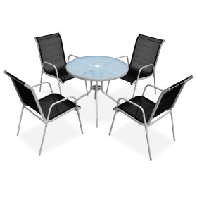 Juego de comedor de jardín 5 piezas de acero negro en Conjuntos de jardín | Comprar online en Foru.es